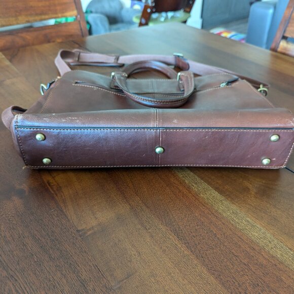 Banuce Full Grain Leather Briefcase Work Bag in Brown - Picture 10 of 16